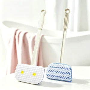 Adjustable Multi-Angle Household Scrub Brush with Dual Detachable Replacement Heads for Bathtub, Shower, and Glass Cleaning