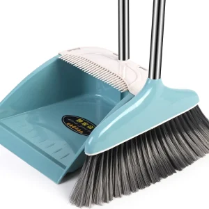 Adjustable Plastic Dustpan and Broom Set with Long Handle