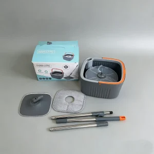 Adjustable Rotating Microfiber Spin Mop with 2 Mopheads and Stainless Steel Handle