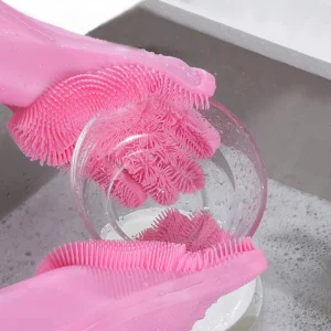 Adjustable Silicone Dishwashing Gloves for Kitchen Housekeeping