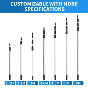 Adjustable Telescopic Aluminum Extension Pole Multi Size Length for Indoor and Outdoor Cleaning
