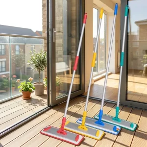 Adjustable Telescopic Microfiber Flat Mop 360 Swivel Head Multicolor Washable Pads for Kitchen Hardwood and Tile