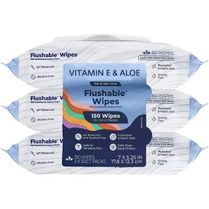 Adult Wet Wipes for Personal Cleansing, Alcohol-Free Flushable Wipes for Sensitive Skin