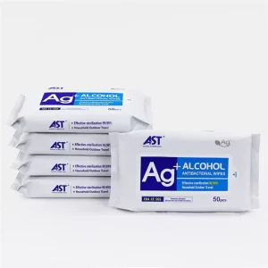 Ag+ Alcohol Antibacterial Wipes Effective Sterilization Disinfecting Wet Wipes for Household Outdoor Travel