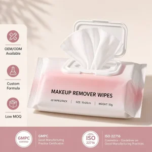 Alcohol Free Feminine Makeup Remover Wipes 60pcs Bag Pack Cucumber Scented Gentle Facial Cleansing