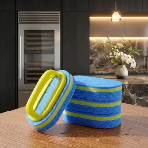 All Purpose Cleaning Scrub Pad with Handle Dishwashing Sponge Cleaning Brush Bulk Packed
