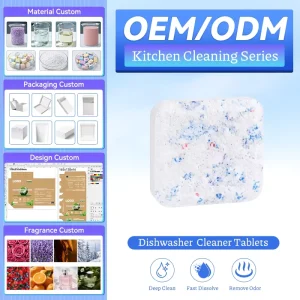 All in One Eco Friendly Dishwasher Cleaning Tablets Deep Cleaning Removal Oil Stain 25g Dishwasher Cleaner Tablets