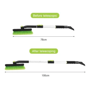 All-in-One Telescopic Snow Brush and Ice Scraper Long Handle Stand-Up Tool for Effortless Car Cleaning and Compact Storage