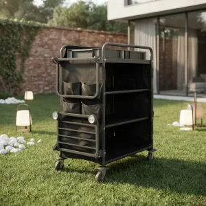 Aluminium Lightweight Janitor Cart Cleaning Maid Cart Hotel Cleaning Equipment Housekeeping Trolley Cart