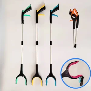 Aluminum Alloy Telescopic Foldable Multi function Sanitation Litter Picker Grabber Clip Extended Handle Black Warranty