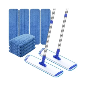 Aluminum Flat Mop with Replaceable Microfiber Mop Head for Wet and Dry Cleaning