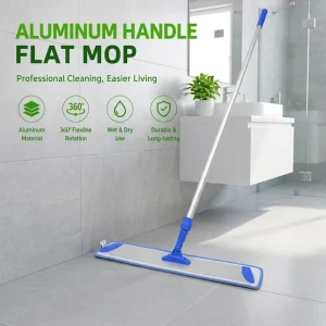 Aluminum Handle Microfiber Flat Mop, 360-Degree Rotatable Wet and Dry Floor Cleaning Mop