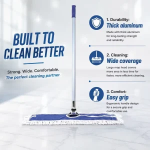 Aluminum Handle Wide-Coverage Ergonomic Flat Dust Mop for Hard Floor Cleaning