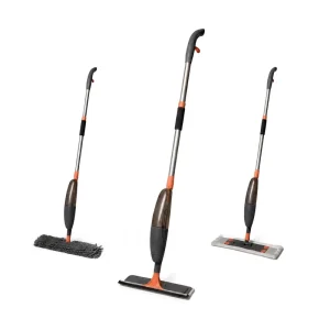 Aluminum Spray Mop with Chenille Pad Microfiber Pad and Squeegee Pad Options for Floor Cleaning Water Spray Cleaning