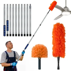 Aluminum Telescopic Household Cleaning Pole Kit with Duster Squeegee Mop Heads Eco Friendly Streak Free Shine for Home Use