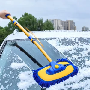 Aluminum Telescopic Strong Handle Car Wash Brush Car Cleaning Mop with Microfiber Chenille Soft Bristles Car Home Washing Tools