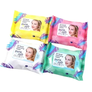 Amino Acid Safe for Sensitive Skin Non Woven Facial Cleansing Makeup Remover Wipes for Daily Home Travel Facial Care