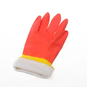 Anti-Cold Red Flock-Lined Household Cleaning Gloves