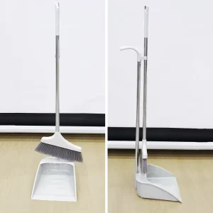 Anti Hair Tangle Comb Ergonomic Seamless Fit Soft Bristle Thickened Extended Stainless Steel Pole Broom and Dustpan Set
