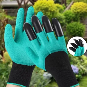 Anti-Puncture Knit Latex Gardening Gloves with Built-In Claws, Breathable Protective Gloves for Outdoor Planting and Soil