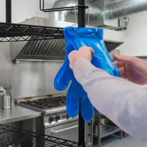 Anti-Slip Food-Grade 1.2g Disposable PE Gloves with Hanging Holes