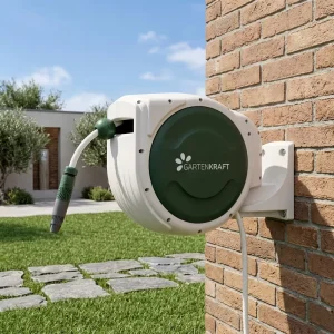 Anti UV Anti Abrasion Wall Mounted Automatic Hose Reel Cart 20M 1/2 Inch PVC Hose for Agricultural Outdoor Garden Use