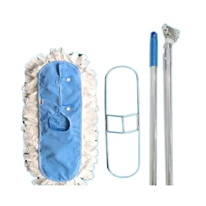 Antistatic Eco Friendly Microfiber Chenille Mop Set with Extendable Stainless Steel Handle Blue & White Flat Mop and Bucket