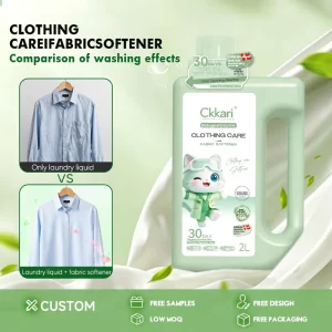 Aojie Eco Friendly Disposable Stocked Fresh Scent Liquid Detergent 2L Apparel Fragrance Softener 15-30% Active Ingredient