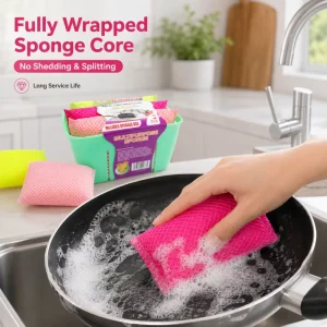 Assorted-Color Compressed Sponge Core Kitchen Dishwashing Sponge with High Water Absorption
