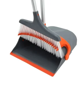 Automatic Aluminum Handle Metal Broom Dustpan Combo Set with Stainless Steel Body and PET Broom Head