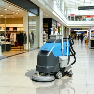 Automatic Battery-Powered Walk-Behind Floor Scrubber and Dryer with Vacuum Squeegee