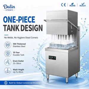 Automatic Commercial Dishwasher Hood Type Pass Through Dishwasher for Restaurant Hotel Catering Kitchen Equipment