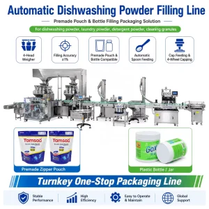 Automatic Dishwasher Dishwashing Detergent Powder Jar Packing Filling Line Machine