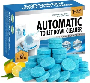 Automatic Eco-Friendly Toilet Bowl Cleaner Tablets Lemon Scent Septic-Safe Hard Water Stain and Odor Remover Effervescent Descaler