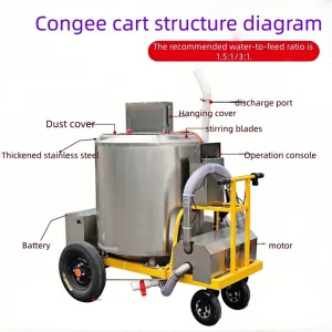 Automatic Porridge Feed Cart Stainless Steel Anti rust Livestock Feeding Trolley With Stirring and Press Discharge