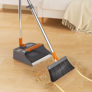 Automatic Rebound Duspan Combination Long Handle Folding Windproof Broom with Dustpan Set Plastic Household Cleaning Products