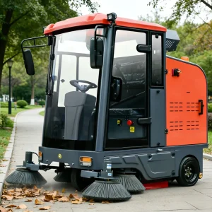 Automatic Ride on Floor Scrubber Self propelled Electric Road Sweeper Robot High pressure Spray High power Battery 1900mm
