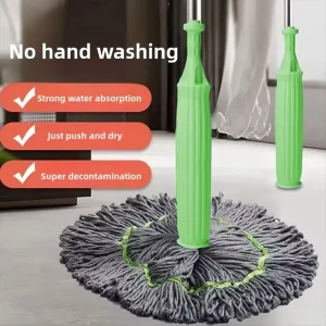 Automatic Rotating 2 in 1 Dewatering Mop Stainless Pole Hands Free Washing Twist for Household Floor Cleaning