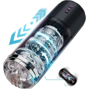 Automatic Rotating Telescopic Masturbator for Men 10 Frequencies Vibrating Stroker Sleeve Adult Sex Toy
