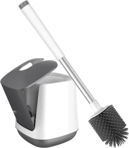 Automatic Silicone Toilet Brush with Holder for Home and Hotel Bathrooms