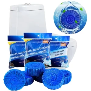 Automatic Solid Disposable Toilet Cleaner Tablets Blue in Tank