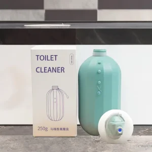 Automatic Solid Toilet Bowl Drain Cleaner with Blue Bottle Dispenser