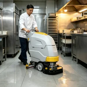 Automatic Walk-Behind Scrubber Dryer Floor Washing Machine 3000 m²/h