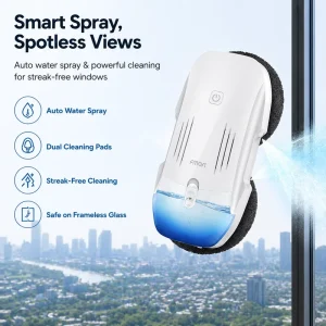 Automatic Window Cleaning Robot Household Car Use 60 120ml Visible Tank Dual Cross Spray 3800Pa AI Path WiFi Control Glass