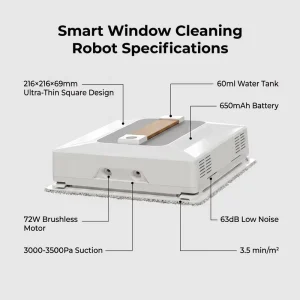 Automatic Window Cleaning Robot IPX4 Waterproof Low-Noise Wall Glass Washing Device with Lithium Battery