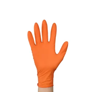 Automobile Mechanic Orange Diamond Texture Durable Nitrile Gloves Oilproof Hand Protection for Home Gardening 7g-8.5g