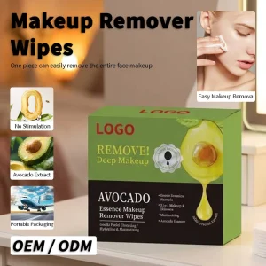 Avocado Extract Makeup Remover Wipes Nourishing Botanical Formula Moisturizing Facial Cloth for Dry Sensitive Skin