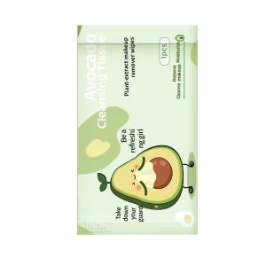 Avocado Makeup Remover Wipes Individually Wrapped Disposable Facial Cleansing Tissues Gentle Non Irritating Portable Wipes