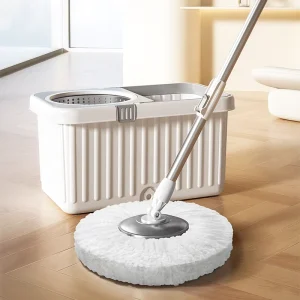 BASSFLY Household Cleaning Mops Swivel Stainless Steel Handle 360 Spin Eco Friendly Reusable High Capacity Mop and Bucket Set