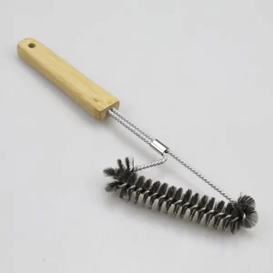 BBQ Grill Brush with Triple-Twisted Stainless Steel Wire Bristles Bamboo Handle and Heat-Resistant Grate Cleaner